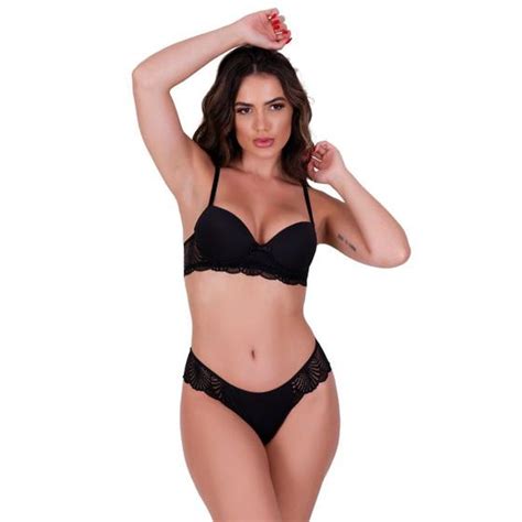 Conjunto de Lingerie Sutiã Bojo e Calcinha de Renda Gisele NAKA MODAS Conjunto de