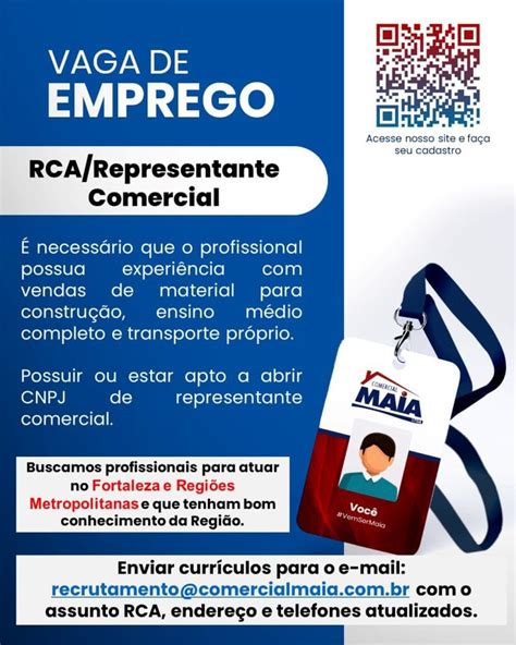 RCA Seleciona Representante Comercial - Vagas de Emprego Ceará