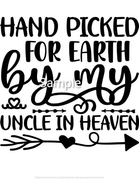 Hand Picked For Earth By My Uncle In Heaven Svg Dxf And Etsy