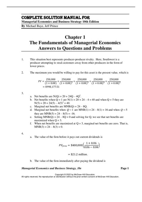 Michael Baye Managerial Economics 8th Edition Solution