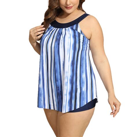 Idall Bikini Sets Bathing Suit Plus Size Geometric Pattern Tank Bikini Womens Swimsuits Swim