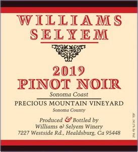 Drink Label Williams Selyem Precious Montain Vineyard Pinot Noir