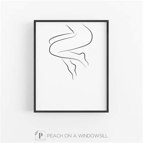 Nude Line Art Legs Drawing Minimalist Nude Woman Black And Etsy