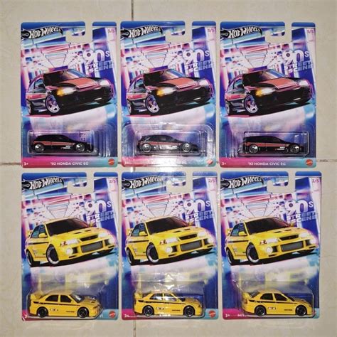 Hot Wheels 92 Honda Civic EG Mitsubishi Lancer Evolution VI Nissan 180SX Type X 95 Toyota