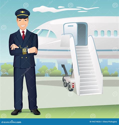 Commercial Airlines Pilot In Uniform Cartoon Vector | CartoonDealer.com