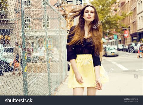 Cute Brunette Wearing Skirt Posing On Stock Photo 145370032 Shutterstock