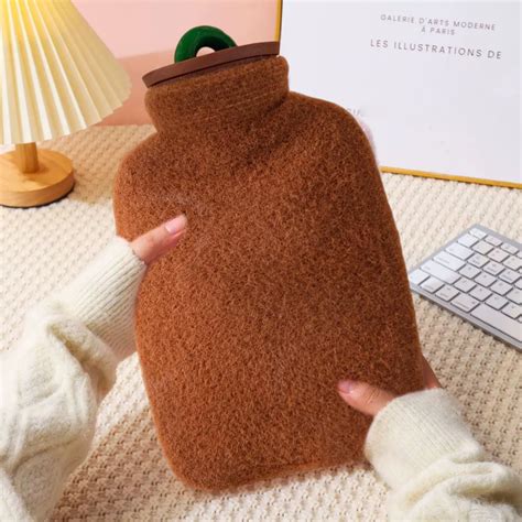 Chagetd ML Hot Water Bottle With Plush Cover Leak Proof Hot Cold Compress Hot Water Bag