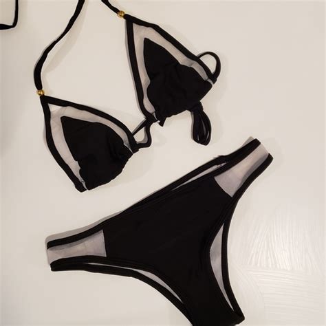 BOUTIQUE Swim Stunning Black Mesh Bikini Set Poshmark