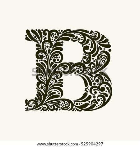 Polynesian Tattoo Initials Capital Letter B Stock Vector