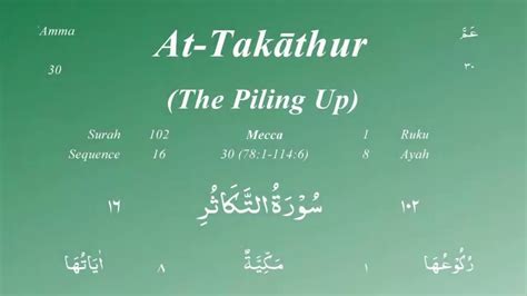 Surah At Takathur By Mishary Al Afasy English Translation Youtube