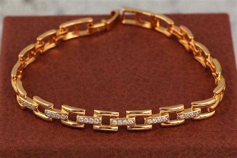 Браслет Xuping Jewelry прямоугольные звенья с камешками 19.5 см 7 мм ...