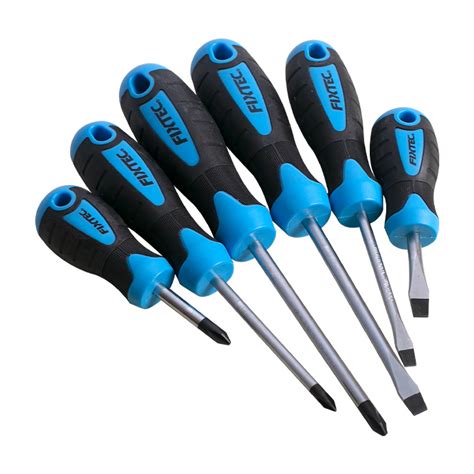 Fixtec Rubber Straight Handled Screwdriver 6PCS CRV Electronic Pocket