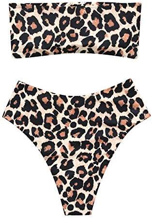 Amazon OMKAGI Women S Pieces Bandeau Bikini Swimsuits Off Shoulder High Waist Bathing