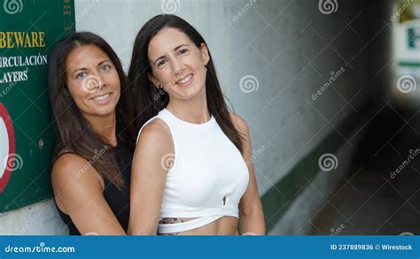 Spanish Lesbian Couple Happily Posing Stock Photo Image Of Cuenca Romance