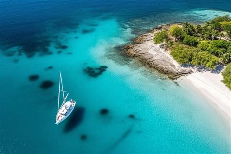 Premium AI Image Aerial View Of Beautiful White Sand Beach With