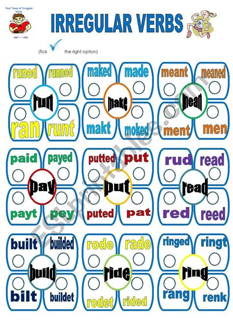 Irregular Verbs C Esl Worksheet By Darchy