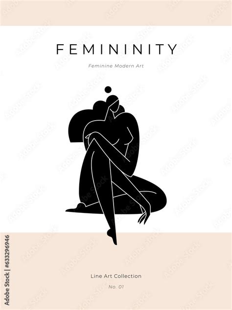 Contemporary Abstract Poster Nude Female Body Woman Silhouette Minimalist Modern Graphic