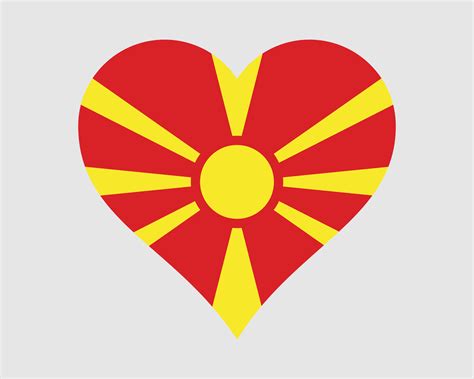 North Macedonia Heart Flag. Macedonian Love Shape Country Nation