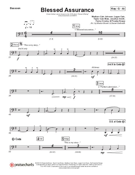 Blessed Assurance Choral Anthem Satb Bassoon Sheet Music Pdf Cain