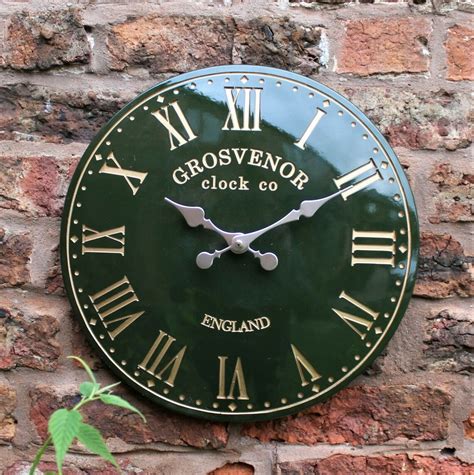 Garden Wall Station Clock Outdoor indoor Green Hand Painted | Etsy