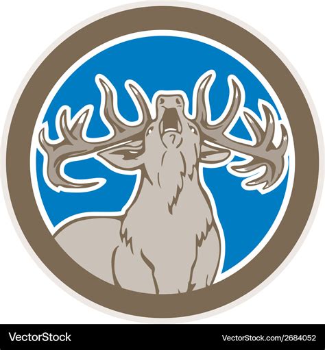 Stag Deer Roaring Circle Retro Royalty Free Vector Image