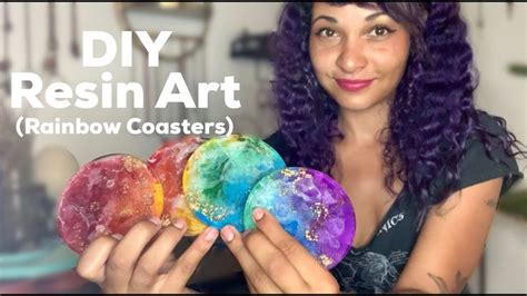 DIY Rainbow Resin Coasters Easy Alcohol Ink And Epoxy Resin Art For