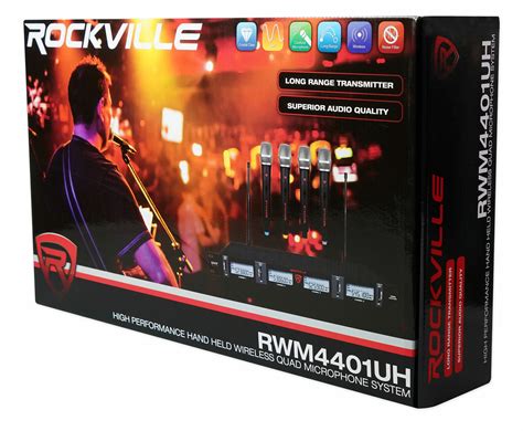 Rockville Rwm4401uh Uhf 4 Wireless Handheld Microphones 4 Church