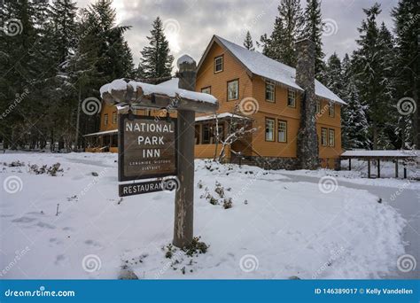 National Park Inn Mt. Rainier in Winter Stock Image - Image of park, historic: 146389017