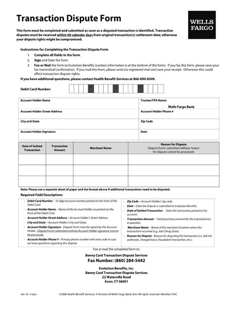 Wells Fargo Dispute Transaction - Fill Online, Printable, Fillable ...