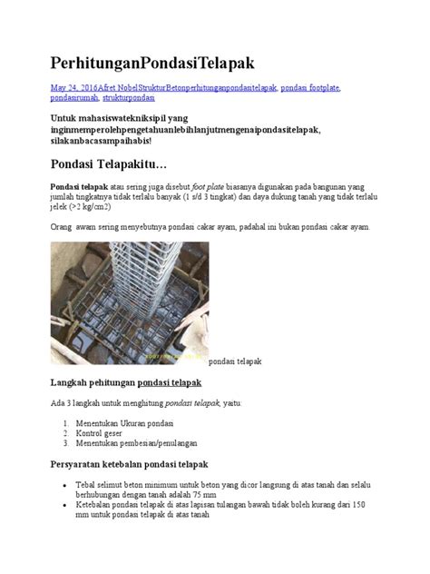 Perhitungan Pondasi Telapak | PDF