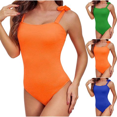 Elainilye Fashion Womens One Piece Swimsuits Sexy Solid Color Swimwear Slim Swimsuits Bikini
