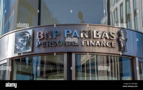 Sign At The Entrance To The Building Of Bnp Paribas Personal Finance A French Company Managing