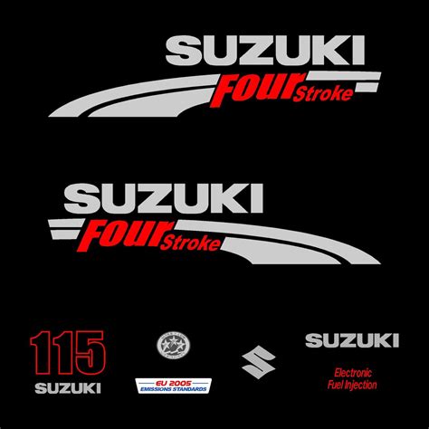 1 Kit Stickers Suzuki 115cv Df Serie 1 Autocollant Capot Moteur