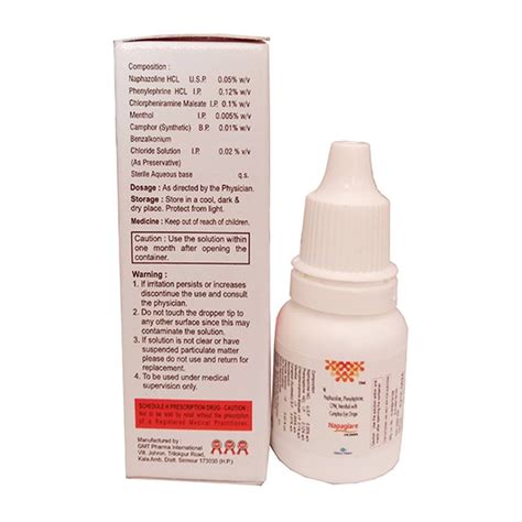 Napaglare Eye Drops Naphazoline Hcl And Cpm And Hydroxymethylecellulose 01 Boric Acid Zinc