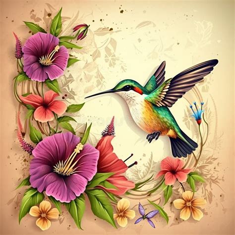 Greeting Card With Morning Glory Flowers And Leaves 1 Stock