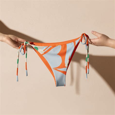 Waves All Over Print Recycled String Bikini Bottom Alejarte