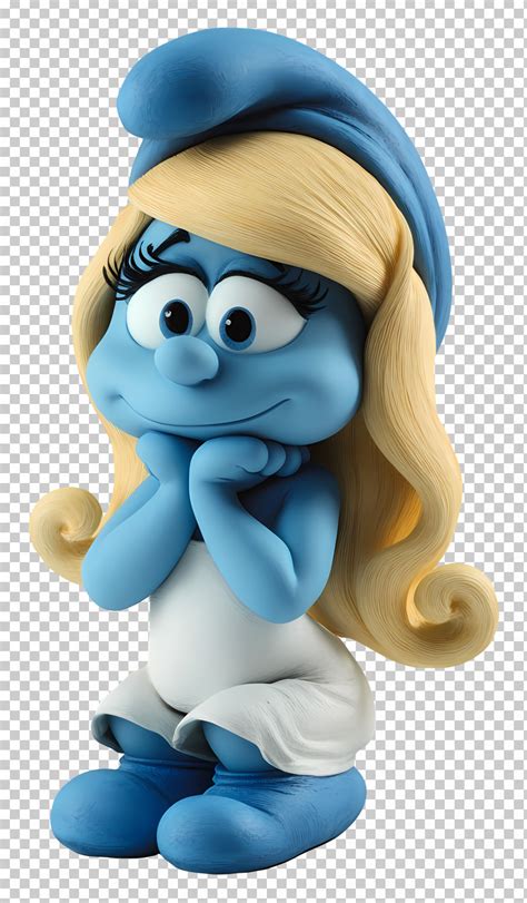 Smurfette Thoughtful Blue Cartoon Character PNG Clipart Blonde Blue Character Character