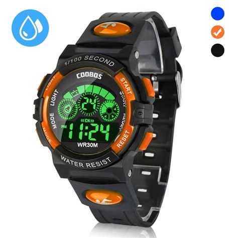 Tsv Kids Digital Watch Boys Sports Waterproof Led Watches With Alarm