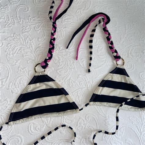 Ondademar Swim Ondademar Stripetriangle Cheeky Bikini M Bathing Suit Stripes Black White