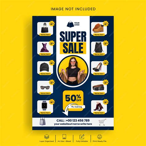 Projeto de folheto de promoção de produtos e folheto de venda de