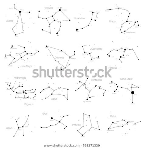 Set Vector Constellations Northern Southern Hemispheres Stock Vector Royalty Free 768271339