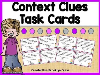 Context Clues Task Cards by Brooklyn Crew | Teachers Pay Teachers