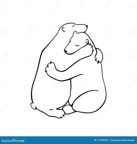 Hand drawn hugging animals stock vector. Illustration of postcard - 117492225