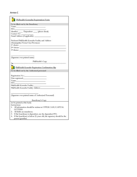 Annex C Phil Health Konsulta Registration Form Annex C To Be Filled