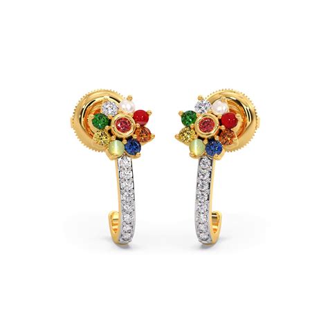 Aarohi Navratna Earrings Candere By Kalyan Jewellers