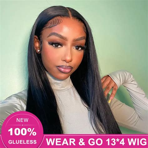 Wear And Go Preplucked Silky Straight Wigs Glueless Hd Lace Front Wigs