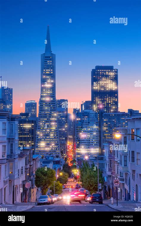 San Francisco skyline at night Stock Photo - Alamy