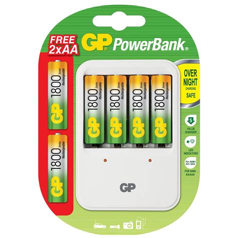 GP PB420 Powerbank Charger + 4+2pcs AA 1800mAh(Recharge 500times ...