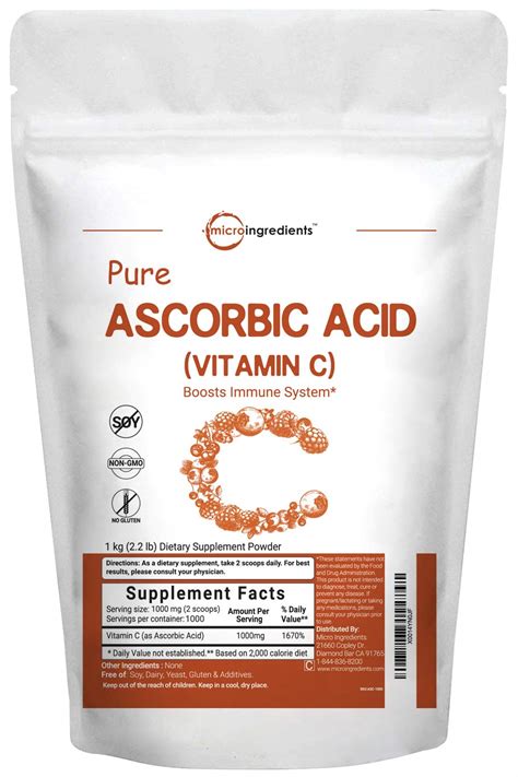 Pure Ascorbic Acid Powder Water Soluble Vitamin C Powder 1 Kg 22