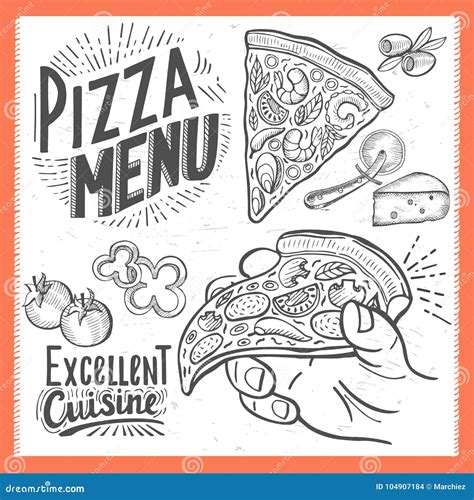 Pizza Poster For Restaurant Graphic Elements Stock Vector